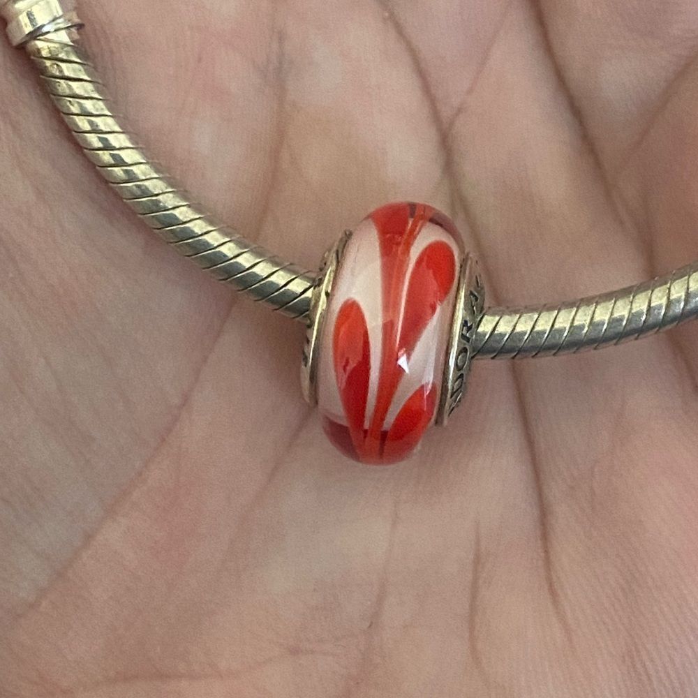 Authentic Pandora Auburn Swirl Murano Glass Bead Charm